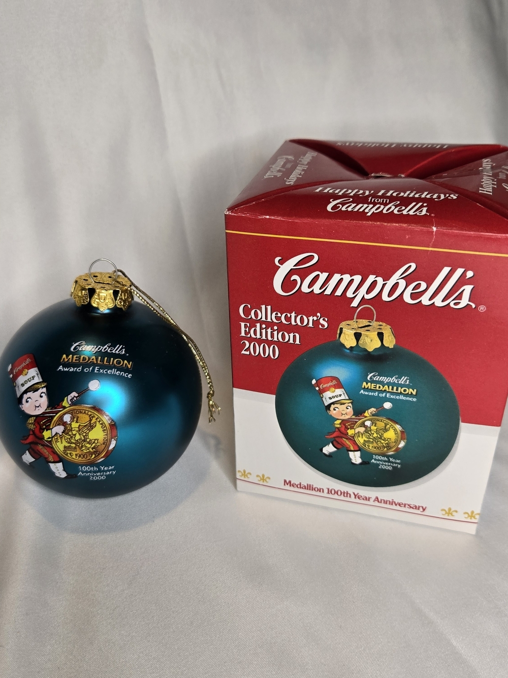 Campbell's Soup 2000 Christmas Ornament Medallion 100th Anniversary in Box